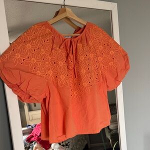 Jacquie The Label Orange Floral Blouse